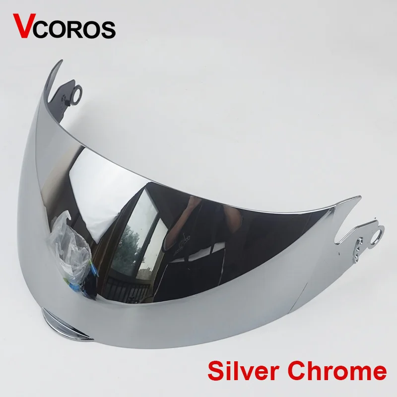 Vcoros Флип Защитные стекла в мотоциклетный шлем 808 гоночный мотоциклетный шлем козырек Прозрачный дым серебро Анти-туман прозрачный - Цвет: Silver Chrome