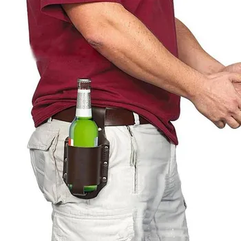 

Beer Belt Mountaineering Outdoor Beer Bottle Holster Bottle Waist Bag Leather Portable Handy Wine Bottles Beverage Can Holder d3