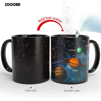 

ZOOOBE Creative Discoloration Porcelain Milk Coffee Mug Water Cup The Solar System Changing Mug For Home Office Best Gift