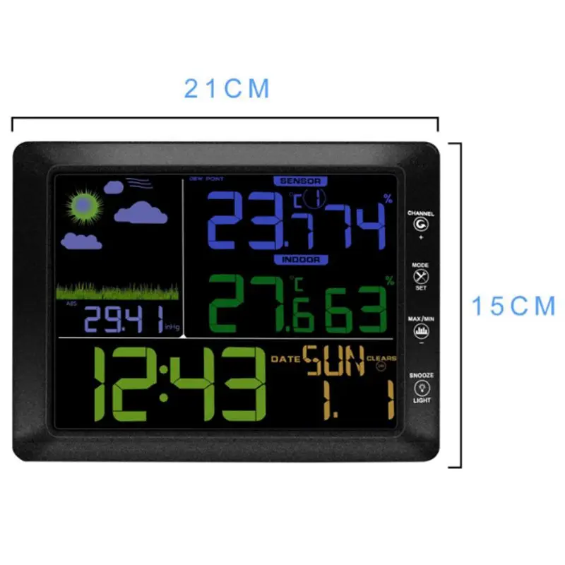 TS-8210 Многофункциональный беспроводной цветной экран Погода часы крытый и открытый измеритель температуры и влажности контроль звука