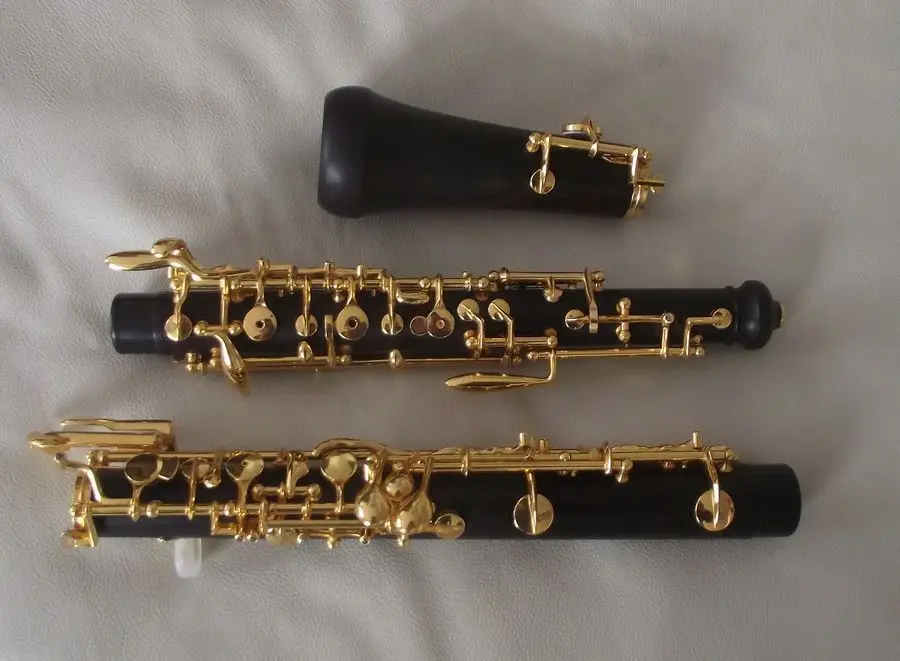 Excellent semiautomatic ebony wood oboe C key Gold platedin Parts