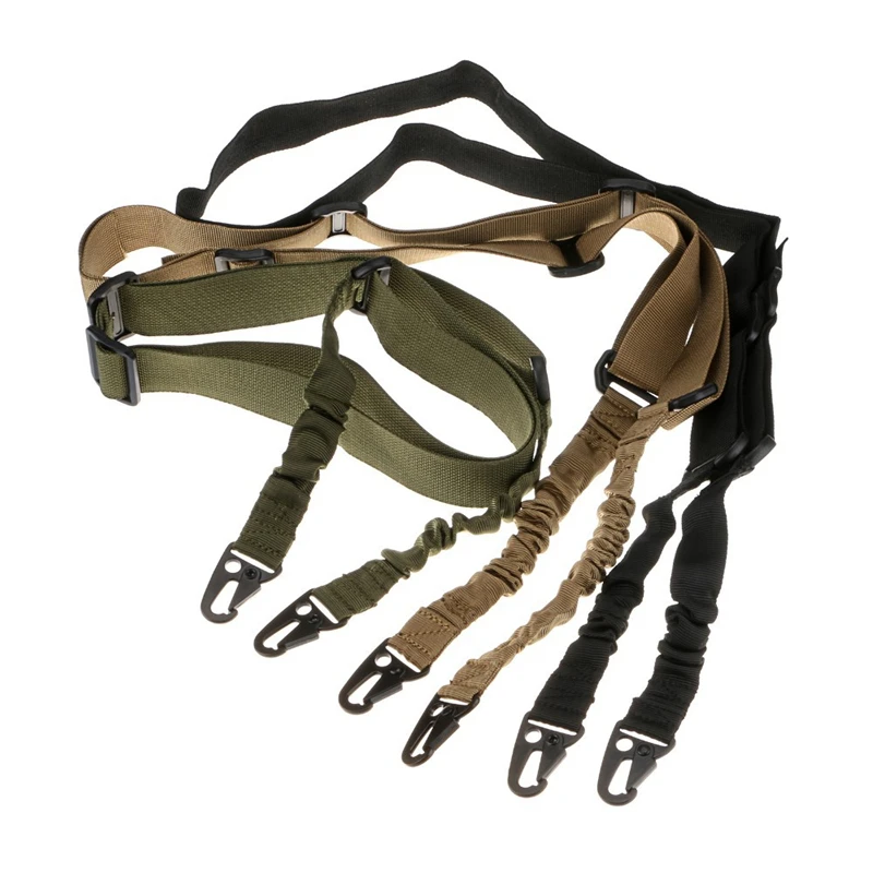 

Tactical 2 Point Sling Adjustable Bungee Rifle Gun Sling Strap Two Point Gun Sling Military Rifle Strap Army Airsoft 3 Colors