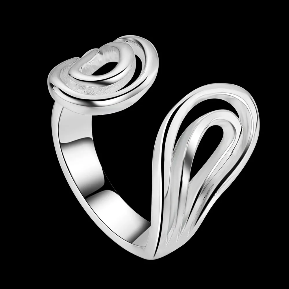 925 ювелирные изделия посеребренное кольцо Серебряный регулируемый размер, модное Ювелирное кольцо для женщин