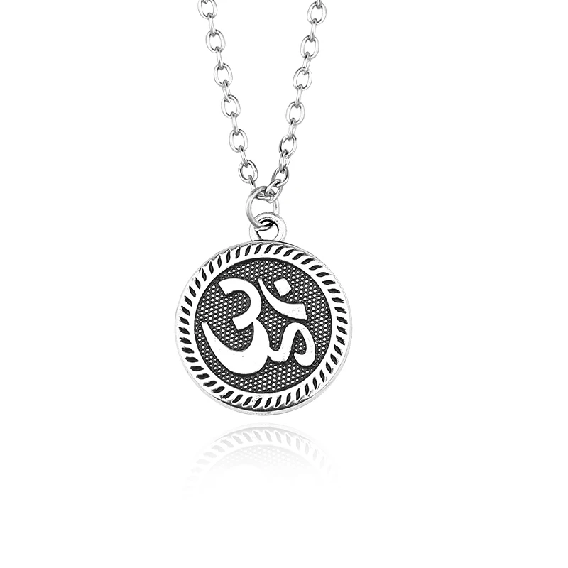 Ожерелье с подвеской в стиле стимпанк винтажный маленький амулет Ом индуистский буддийский АУМ Ом ожерелье для йоги Женская модная спортивная Бижутерия Ожерелье - Окраска металла: Yoga A