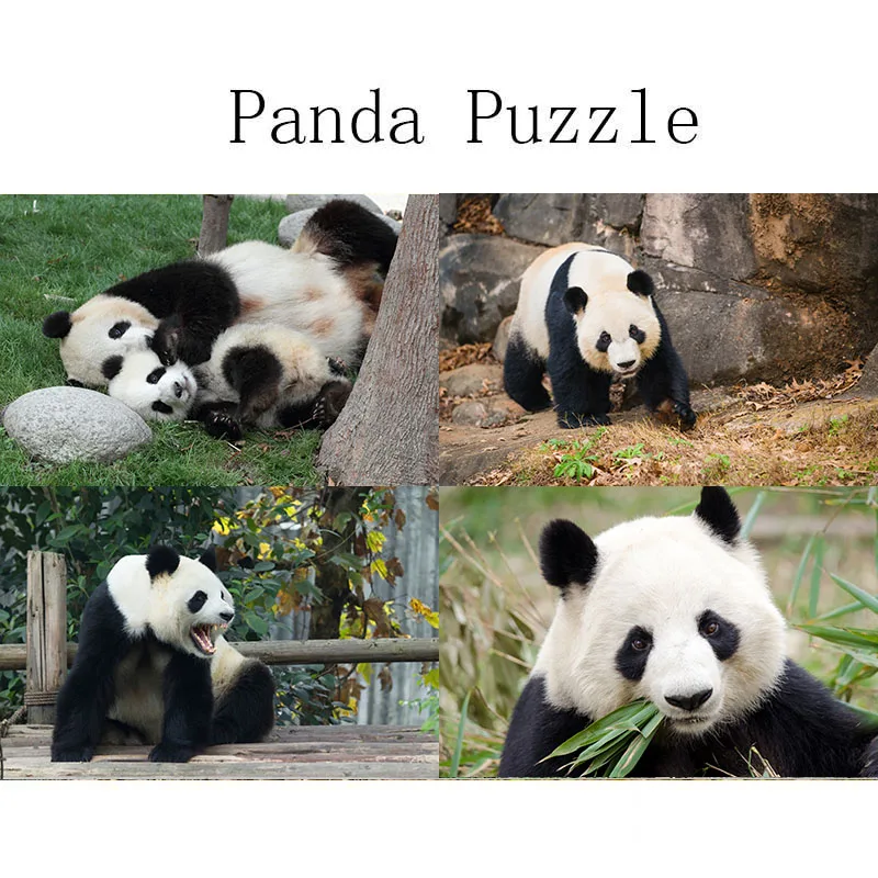 

1000 pieces Adult Wooden Custom Jigsaw Puzzle Toy Panda Wood Cognitive Animal Puzzle Decor Child Creative Early Educational Gift
