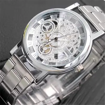 

Fashion Business Skeleton Watch Men Engraving Hollow Reloj Hombre Dress Quartz Wristwatch Leather Band Women Clock Relojes Mujer