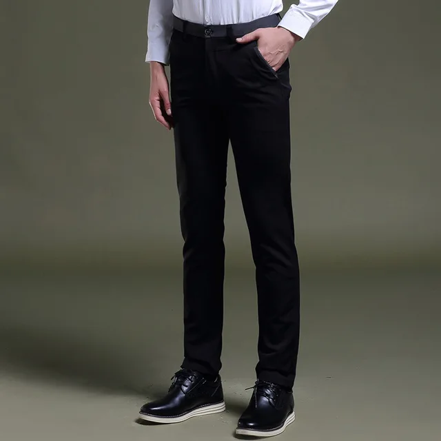Aliexpress.com : Buy 2017 Mens Black Dress Pants Formal Pants Slim Fit ...