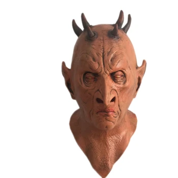 

Horror Six Horned Mask Full Face Halloween Scary Monster Latex Masks Fancy Masquerade Full Face Cosplay Props Rubber Toys Gifts