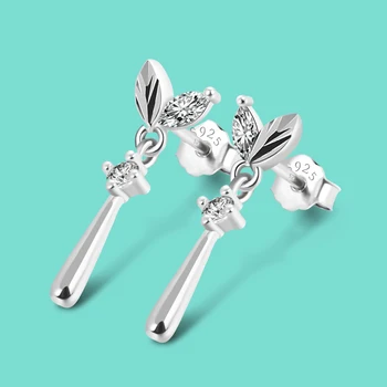 

Noble S925 Sterling Silver Earrings Female Fairy Zircon Inlay Pendant charm Girl Jewelry Real 925 Silver Anniversary Gift