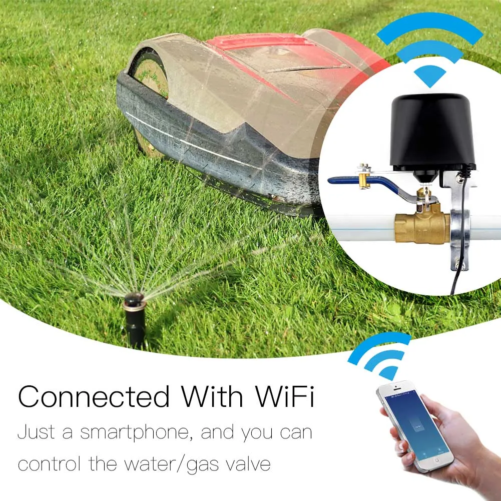 Wifi Smart Water Valve,Home Automation System Valve Control For Gas Or Water,Voice Control Work With Alexa Echo Google Home