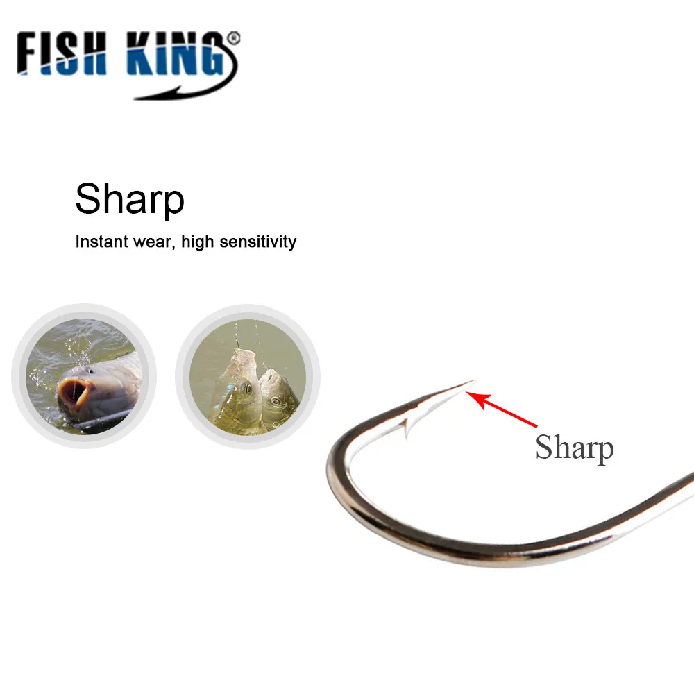 FISH KING 50 шт. рыболовный крючок с бородкой из Японии держатель для приманки