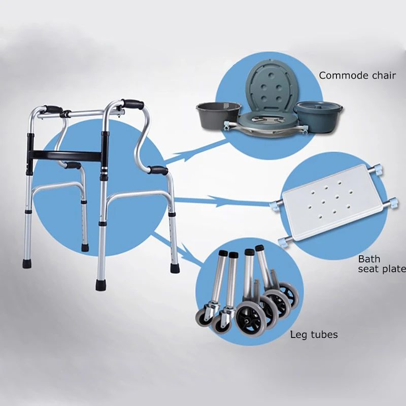 

Adjustable commode walking aids with bedpan for disabled