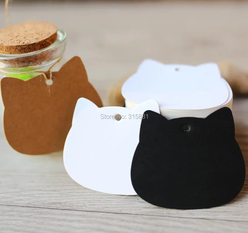

Cat head Kraft Paper Tags Gardening Labels DIY Wedding Note Blank Craft Gift Tag 5.2x6.5cm 100pcs/lot