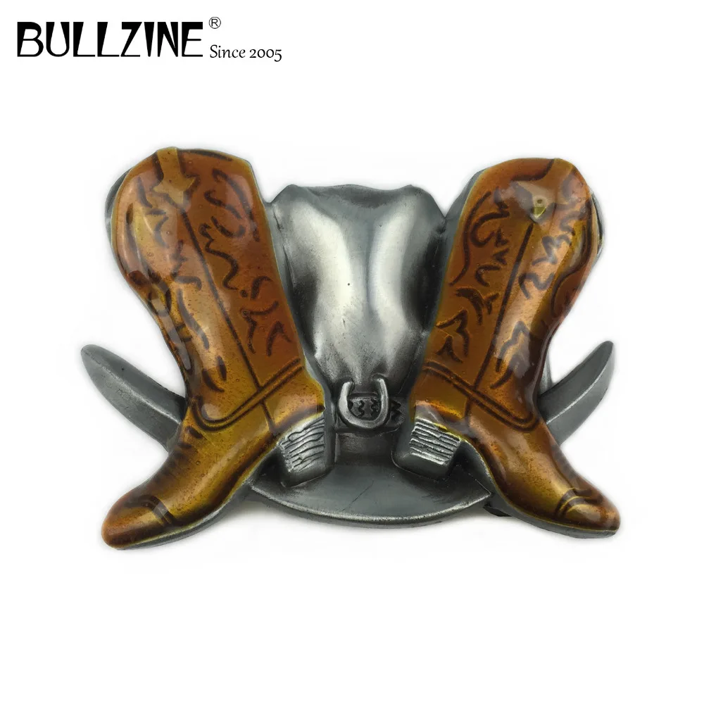 

The Bullzine Western cowboy belt buckle with pewter finish FP-02157 suitable for 4cm width belt