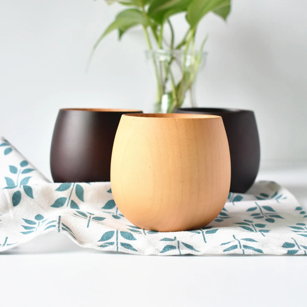 Coffee Tea Cup 300ml Wooden Big Belly Handmade Natural Spruce Wood