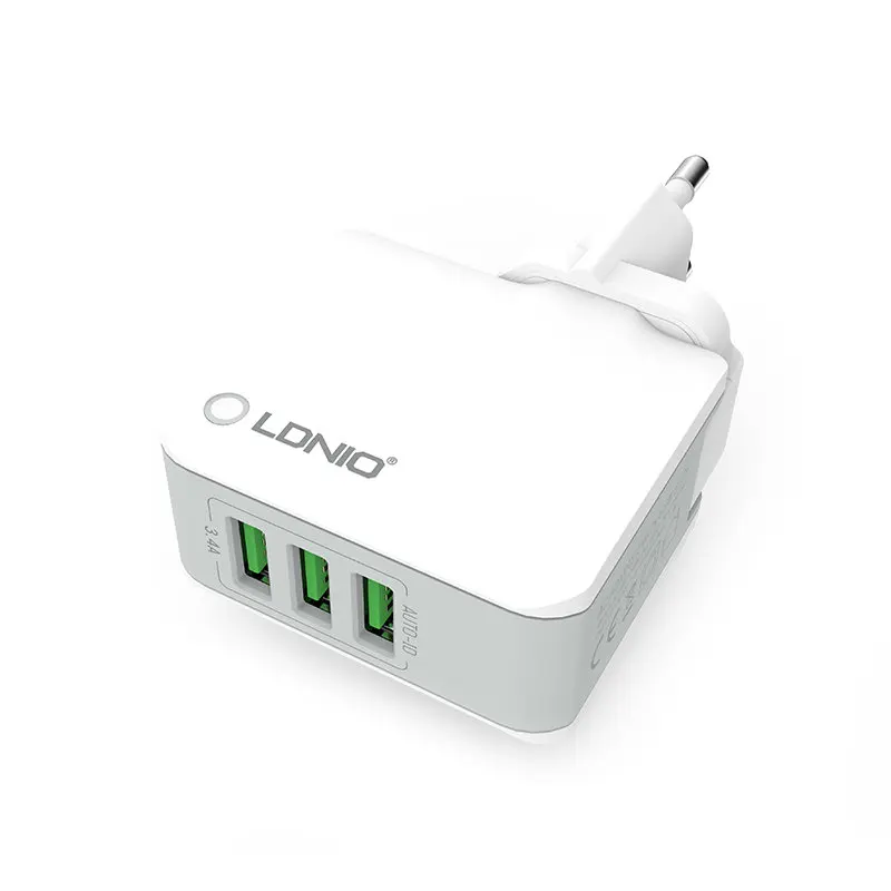 Дорожное зарядное устройство LDNIO с 3 портами USB адаптер со складным разъемом для