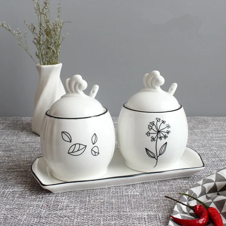 Kitchen Ceramic Jars Storage Bottles Kitchen Containers Seasoning Box Spice Pepper Chili Jars