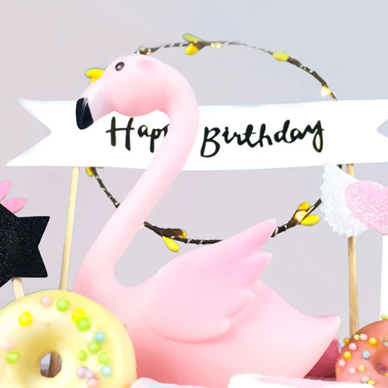 Yomdid Birthday Cake Topper Wedding Pink Flamingo Decor Forniture Per Feste Home Cake Decor Strumenti Decompressione Per Matrimoni Topper