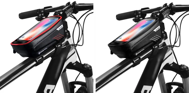 Bicycle Top Tube Bag,Waterproof Cycling Frame Front Bag 6.2 Inch Mobile Phone Case,Rainproof Mountain MTB Bike Touch Screen Bag