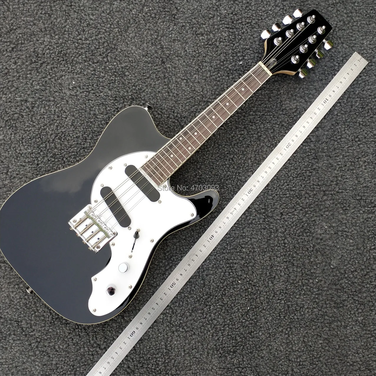 

In Stock 2019 New 8 strings black electric mandolin, 65cm,balck top with white guardplate,easy for taking,free shipping