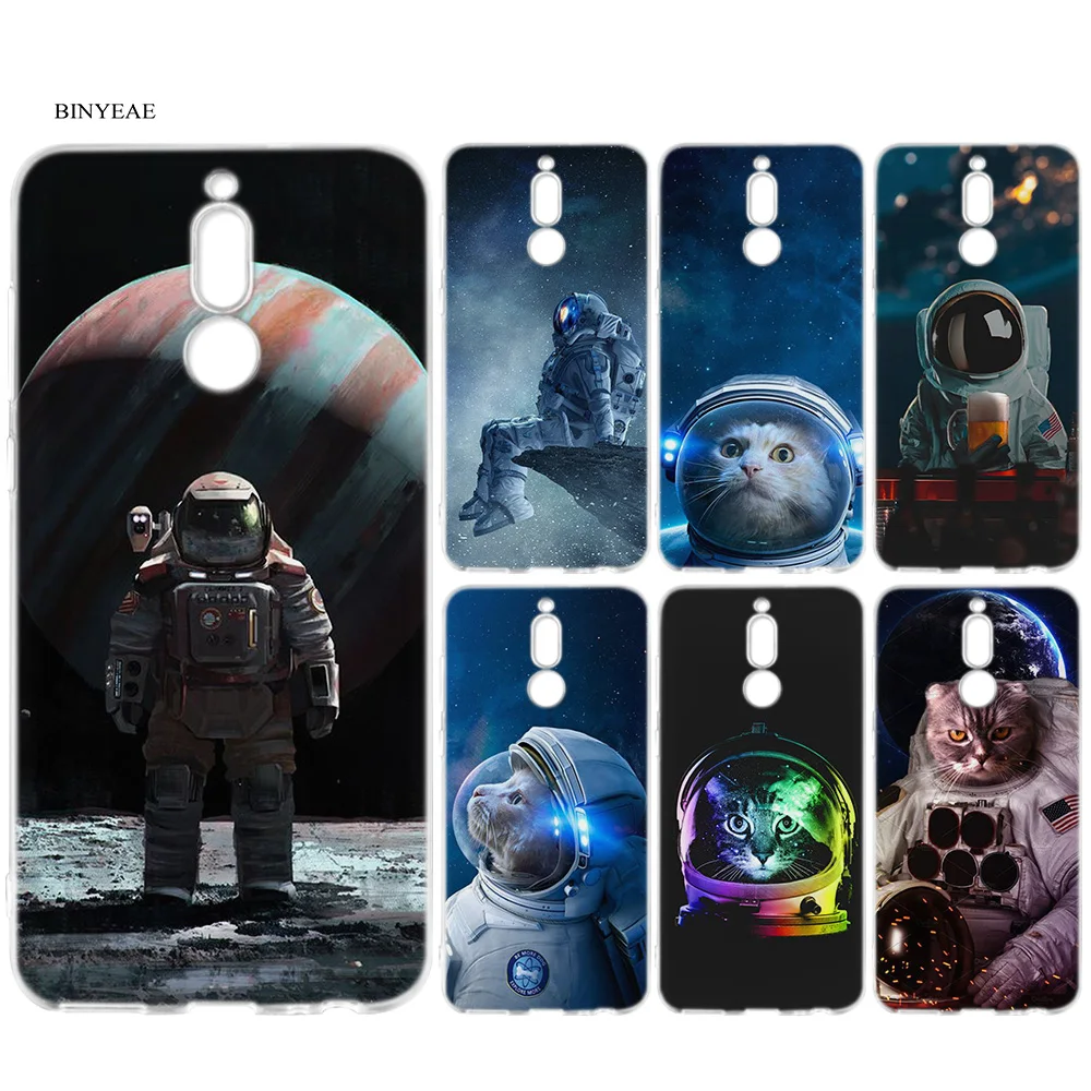 

Rubber Cases for Huawei P30 P20 P10 P9 P Smart Plus 2019 Mate 20 10 Nova 4e Lite Pro Funny Space Love Moon Astronaut Cat Cover