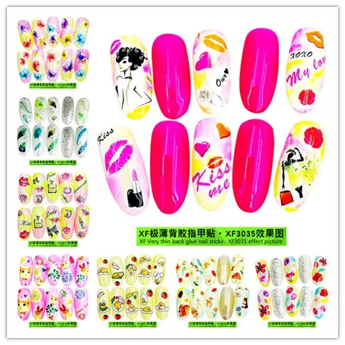 

HOT SALE 1 Sheet Fashion Semi Transparent Thin Adhesive Nail Stickers Affixed Directly Nail Art Decal Manicure 39 Styles Option