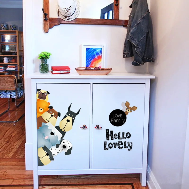 Lovely Dogs 3D Wall Sticker Funny Door Window Wardrobe Fridge Decorations for Kids Room Home Decor Cartoon Animal Art Decal Lovely Dogs 3D Wall Sticker Funny Door Window Wardrobe Fridge Decorations for Kids Room Home Decor Cartoon Animal Art Decal