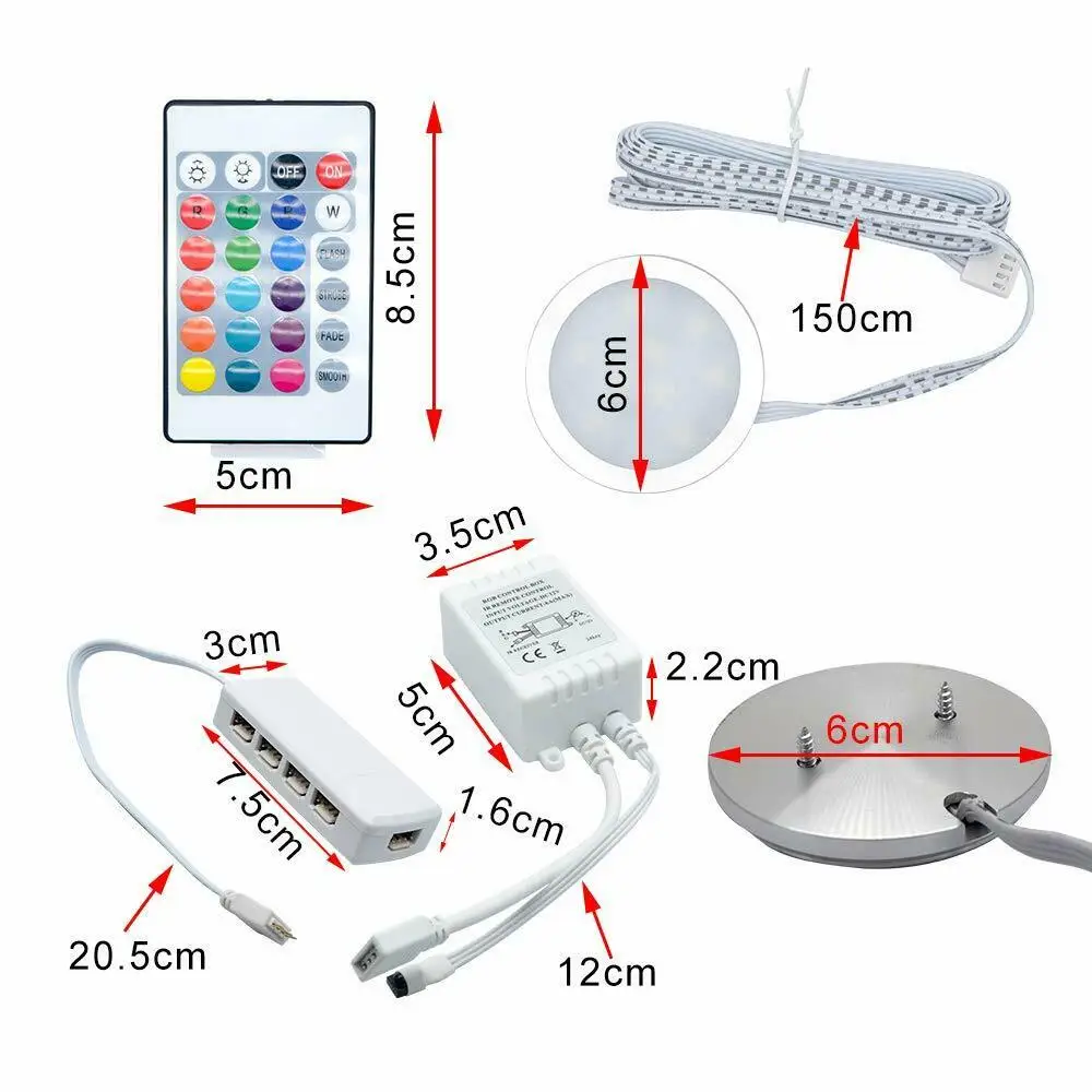 6 шт. DC12V Светодиодный светильник под шкаф RGB встраиваемый кухонный шкаф витрина с пультом дистанционного управления Кемпер ВАН КАРАВАН дом на колесах
