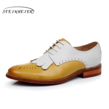 Genuine leather woman size 9 designer yinzo vintage flat shoes round toe handmade red yellow green oxford shoes for women 2017 Genuine leather woman size 9 designer yinzo vintage flat shoes round toe handmade red yellow green oxford shoes for women 2017