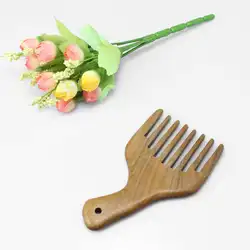 Расческа с широкими зубчиками для вьющихся волос натуральный зеленый сандалового дерева гребень для волос