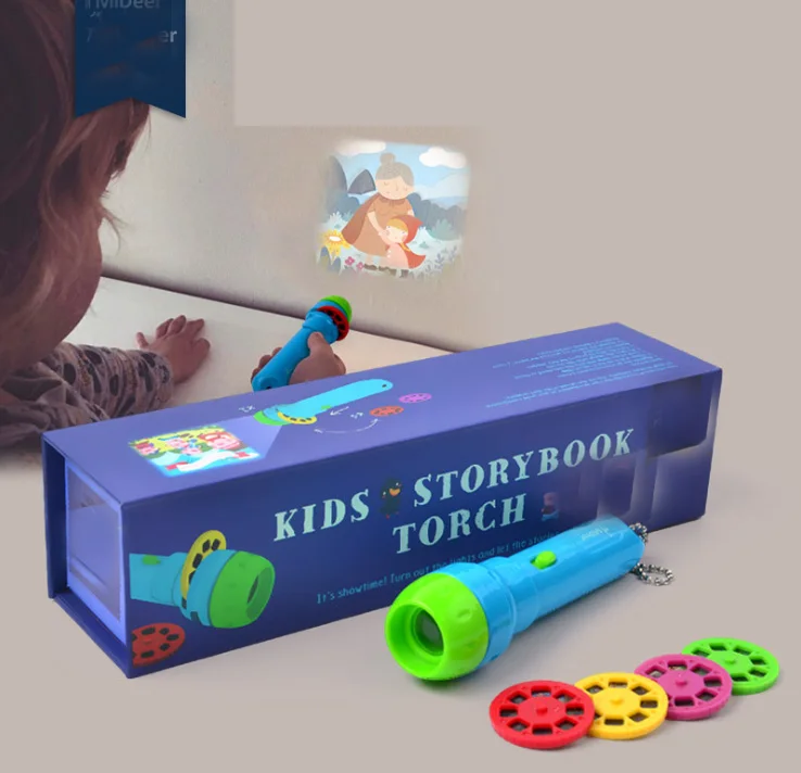 Mini Projector Torch Educational Light up Toys for Children Kids Develop Play Sleeping Stories
