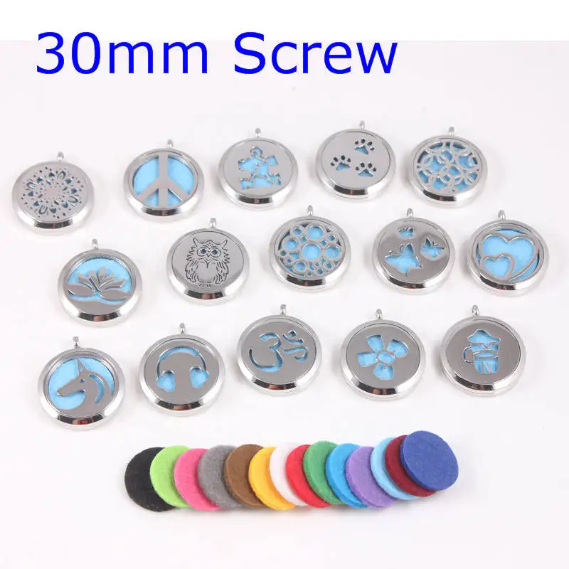 

30mm Screw 2017 New OWL Paw Aromatherapy / Essential Oils 316L Stainless Steel OM YOGA Lotus Perfume Diffuser Locket 10pcs/lot