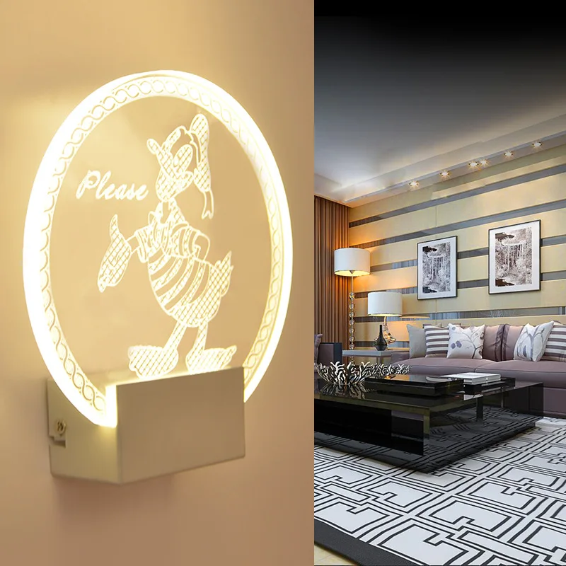 

Acrylic Led wall lamps Donald Duck light Creative bedroom bedside lamp LED bathroom living room indoor led wall Lights IY121704