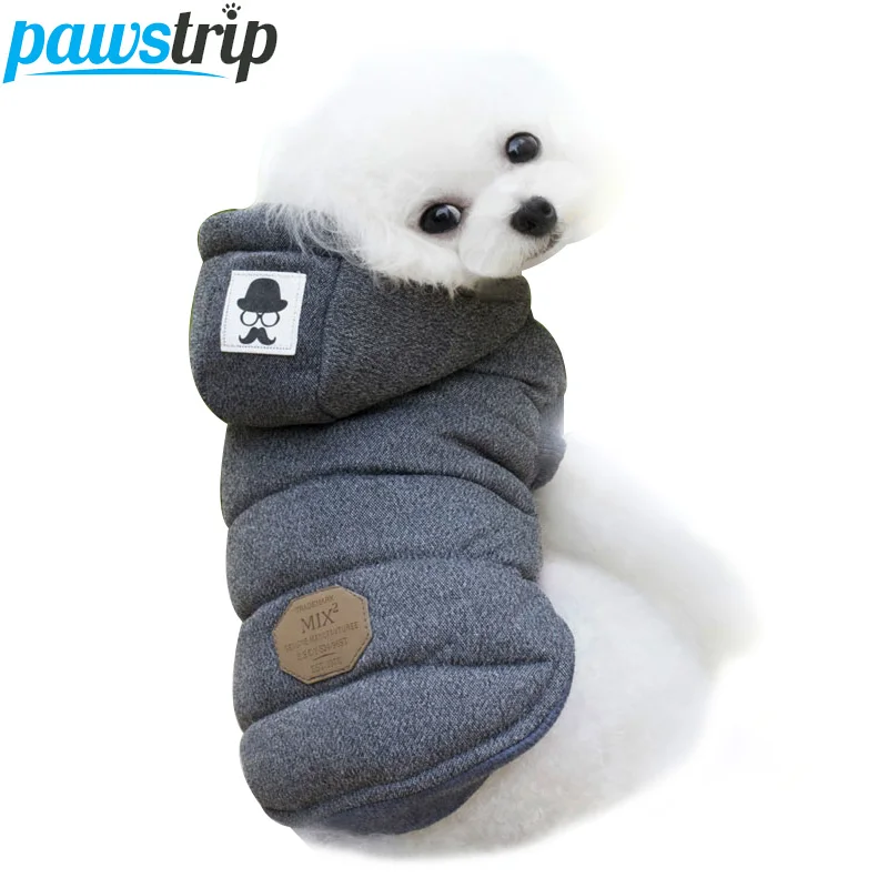 

Soft Cotton Fleece Warm Pet Dog Jacket Clothes Solid Color Winter Puppy Coat With Hood Black Gray