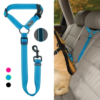 

Dog Car Seat Belt Dog Vehicle Seatbelts Harness Safety Nylon Dog Leash Car Headrest Restraint Rose Blue Black