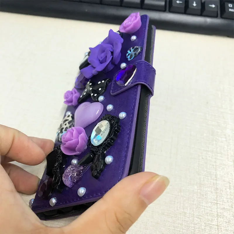 Кожаный чехол бумажник XINGDUO с 3D цветами и стразами для Samsung Galaxy S20/S20E/S20 ultra S7 Edge/S8/S8