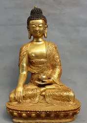 Коллекционные бронзовый S1215 18 "Тибет Бронзовый Свинка Буддийский Лотоса Шакьямуни Будда шакьямуни Чаша Статуя