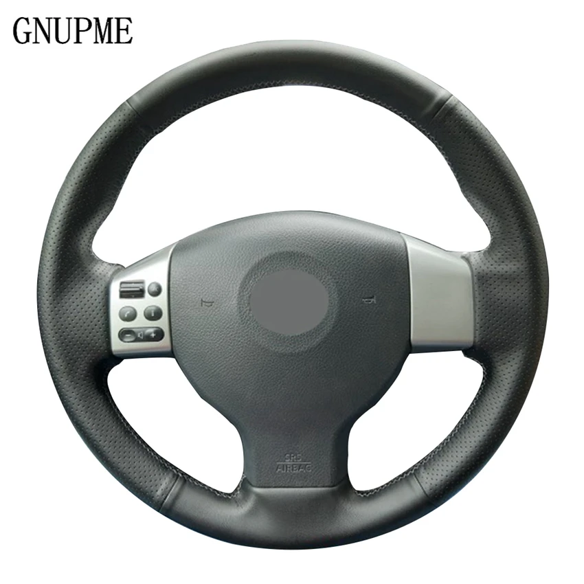 DIY сшитые вручную черные чехлы на руль из искусственной кожи для Nissan Tiida 2004 2010 Sylphy