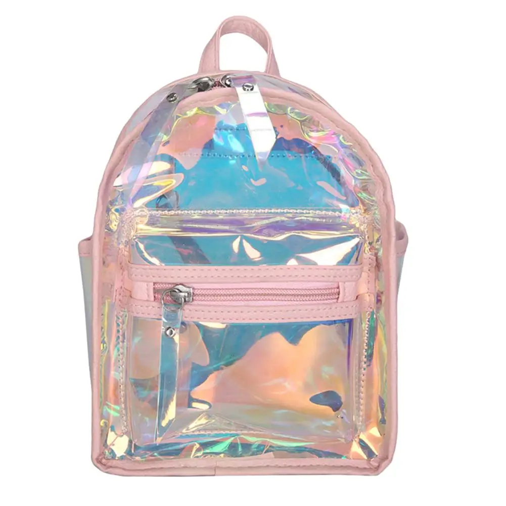 

Hot Fashion Women Laser Transparent PVC Backpack Travel Small Tote Shoulder Bag