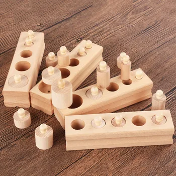 

Wooden Toys Children Toys Montessori Sensory Wooden Socket Cylindrical Teaching Aids Baby Development Practice and Senses