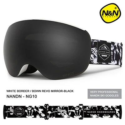 NANDN лыжные очки, очки, анти-туман и УФ-защита, лыжное оборудование - Цвет: White Frame black