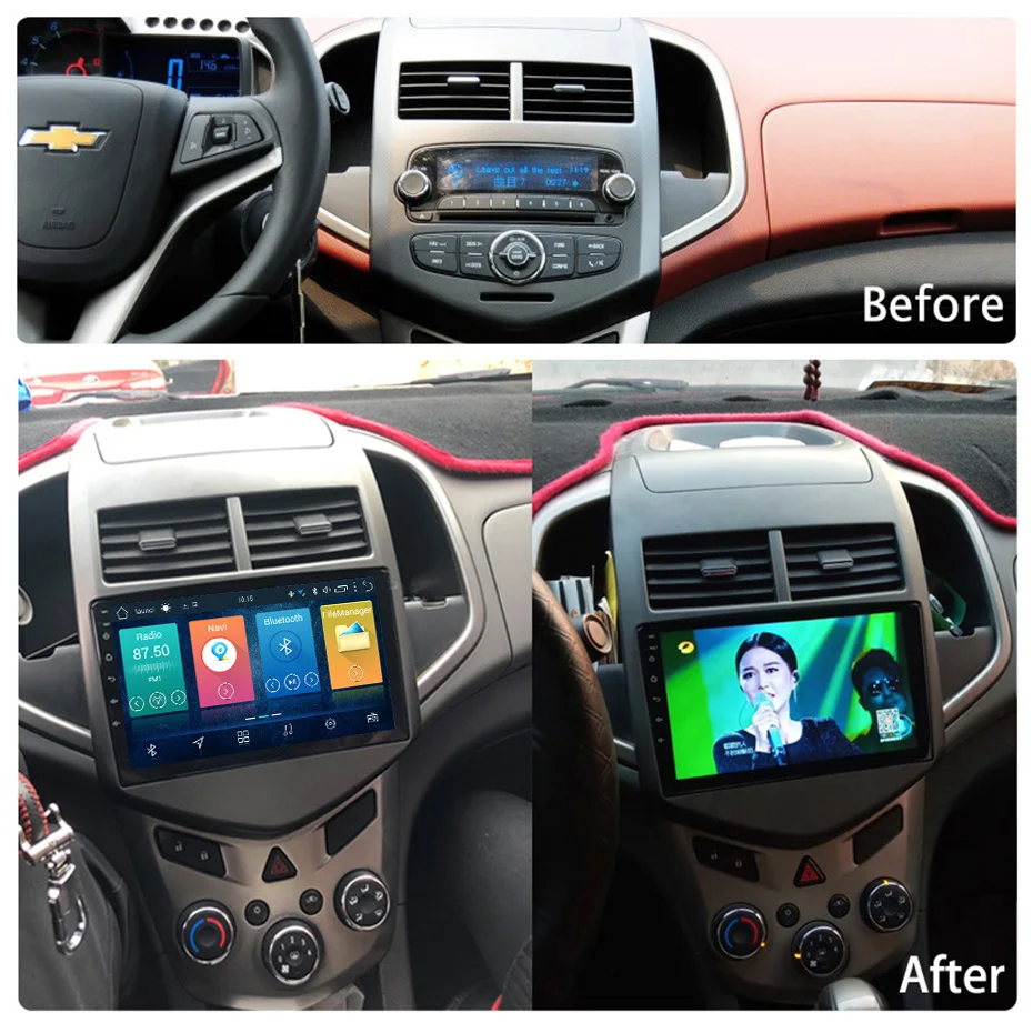 Perfect 9 inch 2.5D IPS Tempered HD multi-touch screen Android 8.1 NAVI for Chevrolet Aveo 2011-2013 with Bluetooth USB WIFI support SWC 1