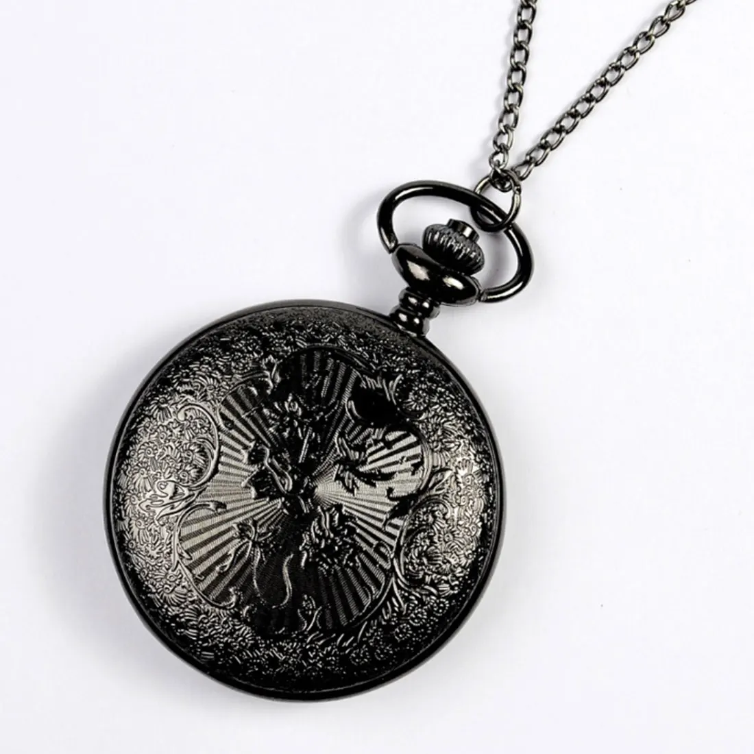 Retro Wild Quartz Large Black Pocket Watch Classic Fashion Hollow Spider Web Table Men And Women Antique Gift Temperament Watch