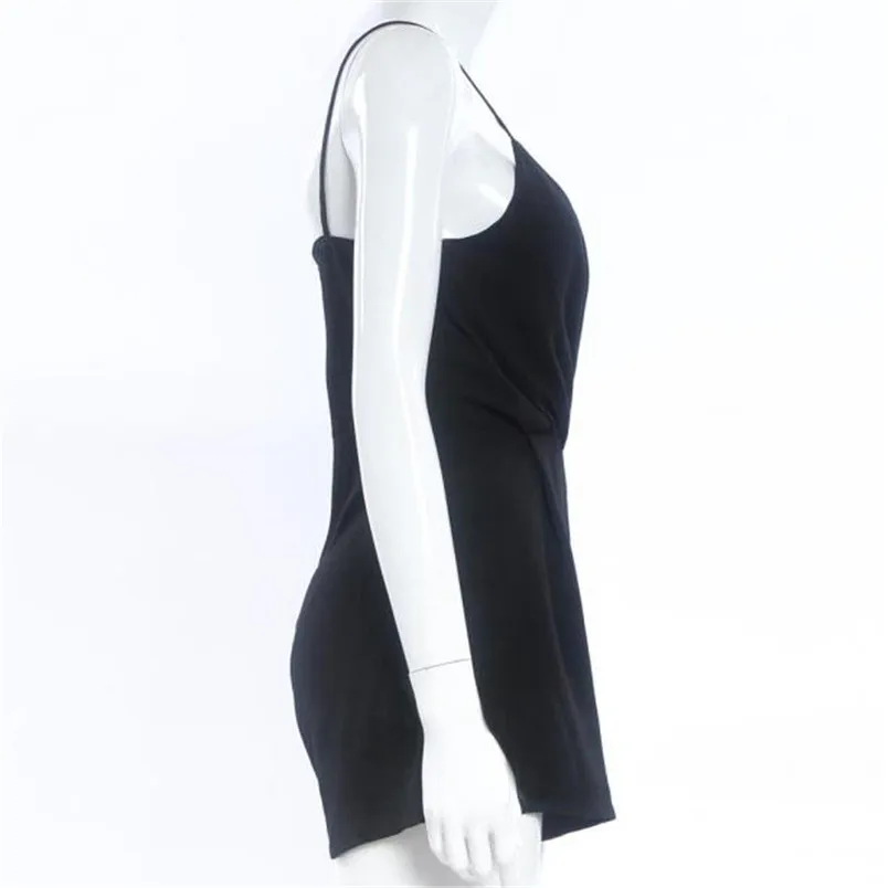  Jumpsuit Summer WomenSolid Black Sexy Sleeveless Playsuit Bodycon Beach Party Jumpsuit Romper Trousers Clubwear F#J07 (3)
