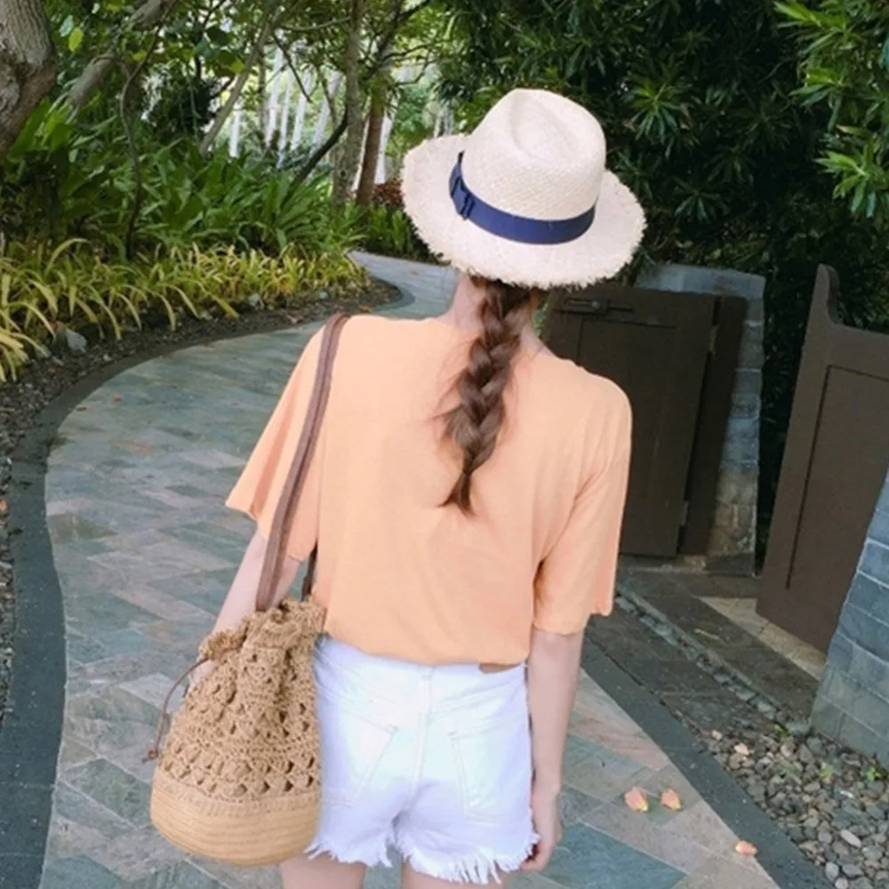 المرأة الكروشيه القش دلو الرباط Crossbody حقيبة الصيف عطلة الشاطئ السفر مستحضرات تجميل عارضة حقيبة يد بولسا الأنثوية