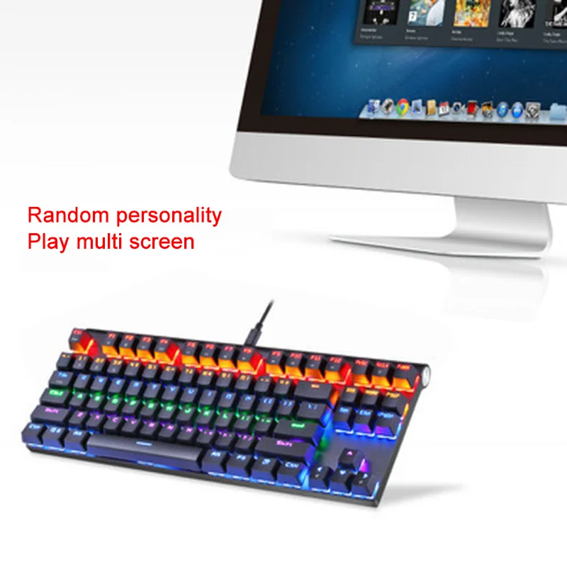 New Mechanical Keyboard Bluetooth Wired Dual-mode with LED Light 87 Keys Keyboard for Windows iOS Android EM88 New Mechanical Keyboard Bluetooth Wired Dual-mode with LED Light 87 Keys Keyboard for Windows iOS Android EM88