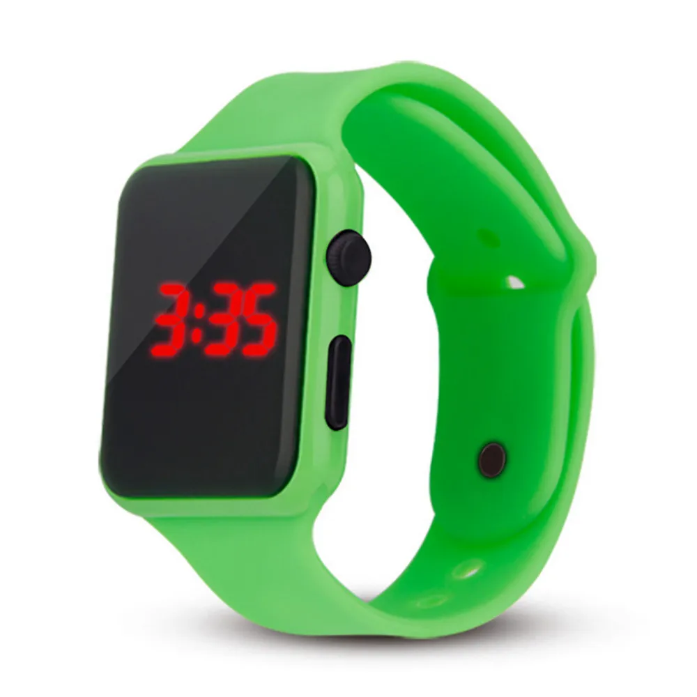 Модные технологии, унисекс, Квадратный светодиодный, для студентов, взрослых, пара, электронные часы с силиконовым ремешком, спортивные часы# B - Цвет: Зеленый