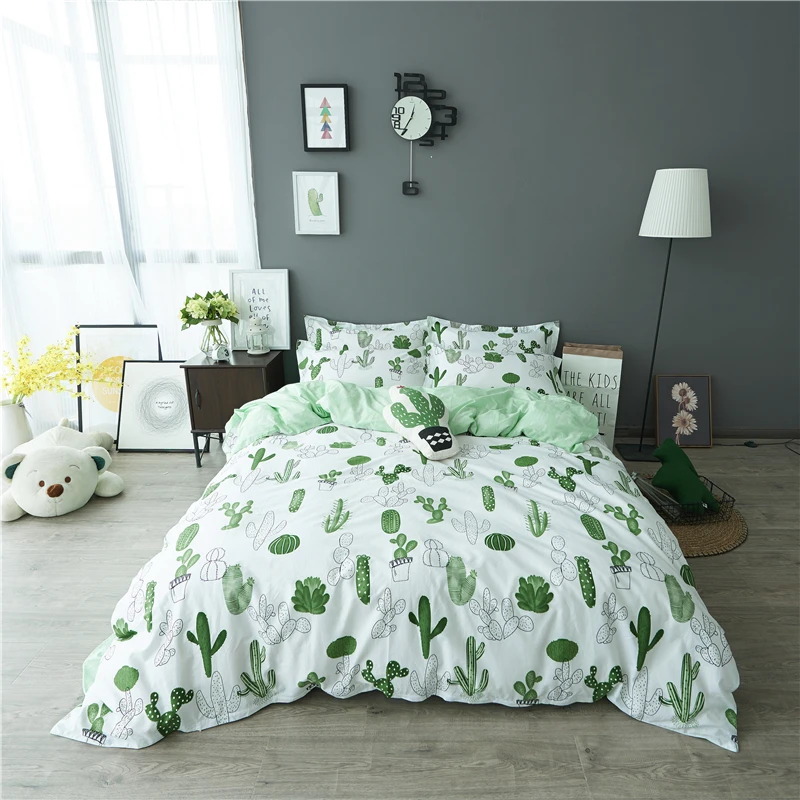 

Free shipping 4pcs 100%cotton cereus bedding set no filler twin/full/queen/king size cactus home textile