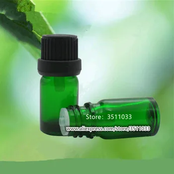 

30pcs 50pcs 5ML Vial with Big Cap Tamper proof Cap 5CC Green Glass Bottles, Green Essential Oil Bottles Black Cap Glass Bottles