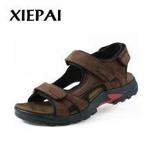 Г. Новая Летняя обувь мужские повседневные кожаные сандалии, большие размеры 38-48, мужские популярные модные сандалии